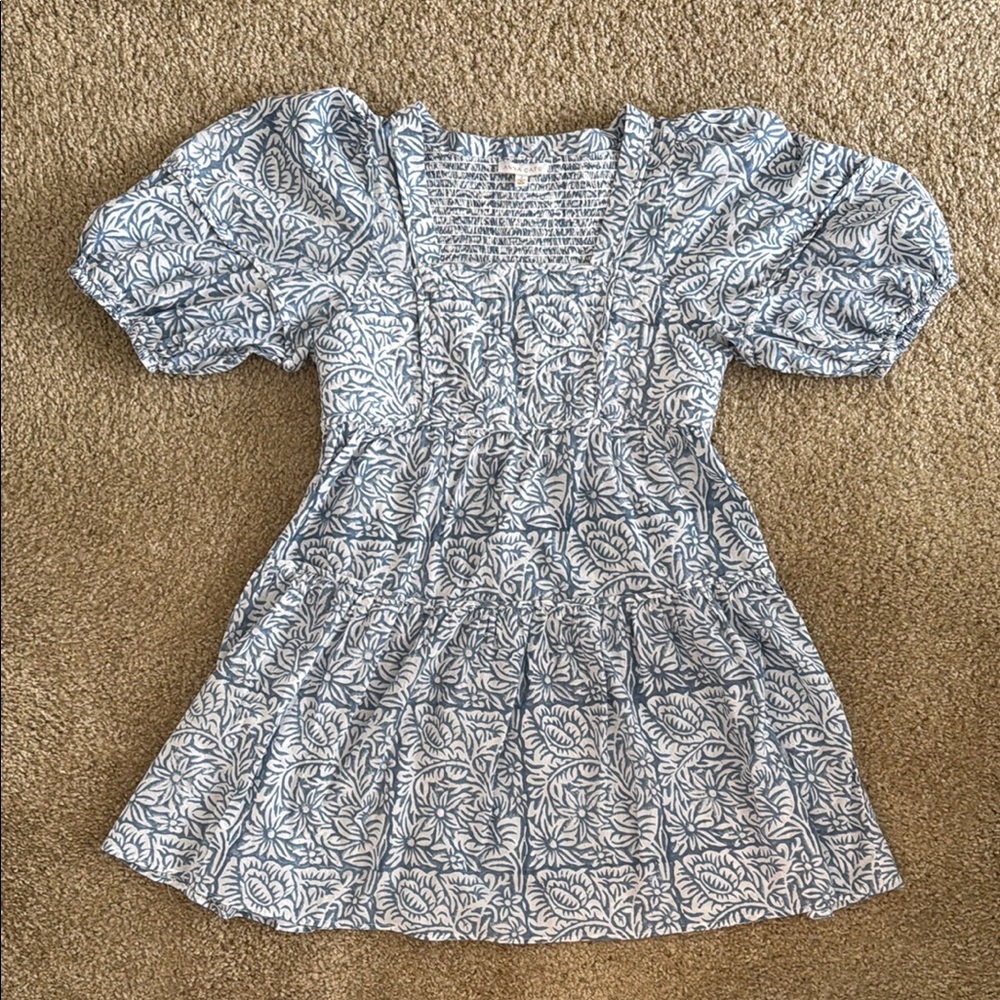 Asymmetrical Blue and White Dress